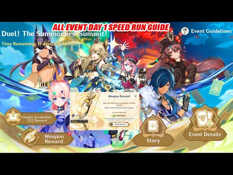 Duel! The Summoners' Summit All Event Day 1 Guide : Free Bow Reward | Commence! A Suspect Genesis