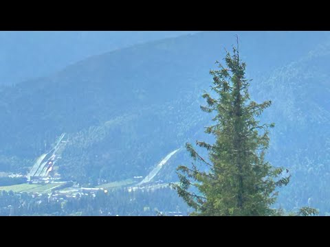 Train lift going down a mountain in Zakopane, Poland