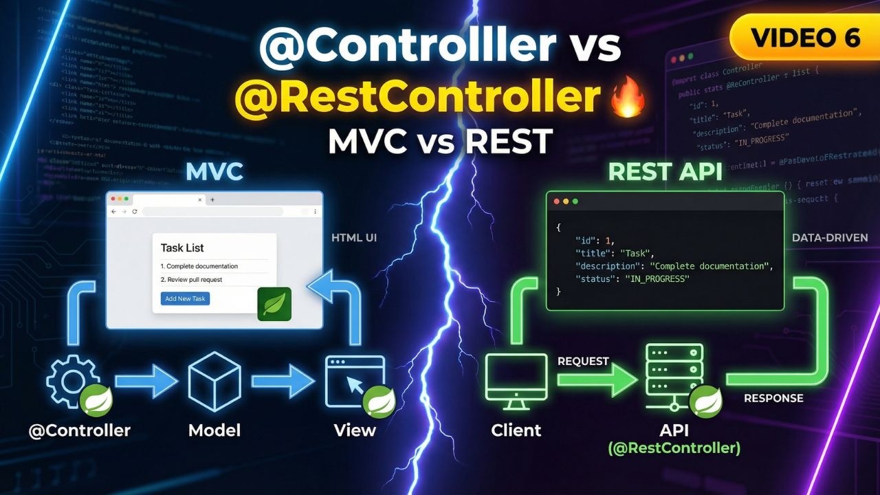 @Controller vs @RestController in Spring Boot | MVC, Thymeleaf & REST Explained