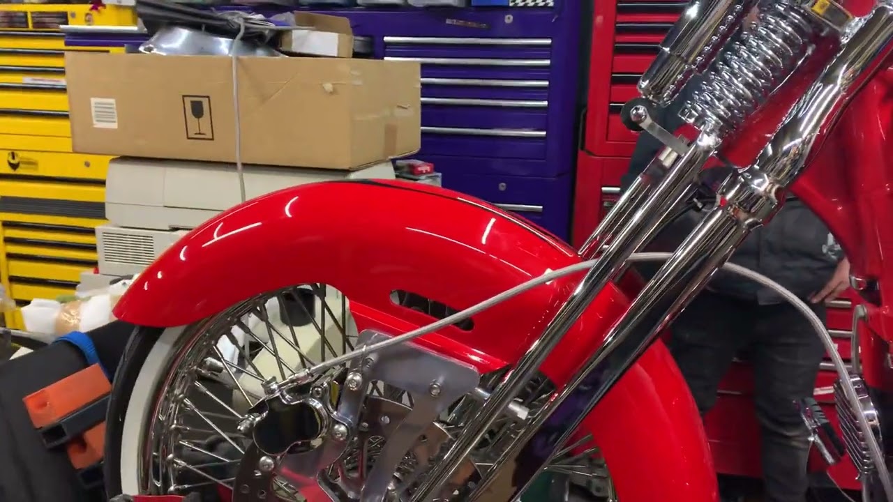 Harley Davidson Rocker C springer fork by Paugho Arlen Ness Carbon fender @CustomCruisersLimited