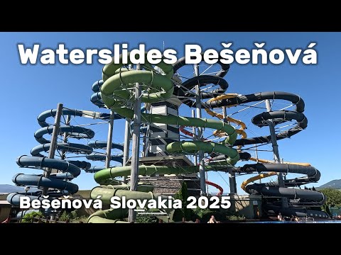 Waterslides in Water Park Bešeňová Slovakia, POV 4k