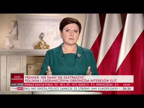 Premier Szydło: nie damy się zastraszyć obrońcom interesów elit