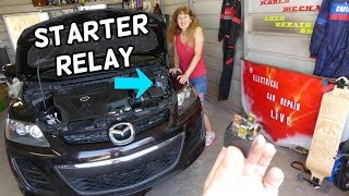 ENGINE STARTER RELAY LOCATION REPLACEMENT MAZDA CX-7 CX7. CAR NOT STARTING