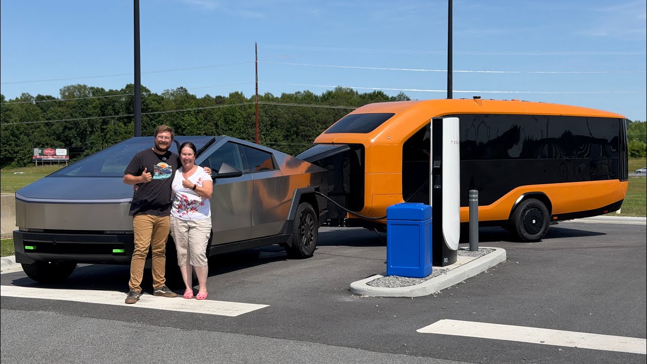 Towing Pebble Flow RV w/ Cybertruck!