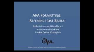 Purdue OWL: APA Formatting: Reference List Basics