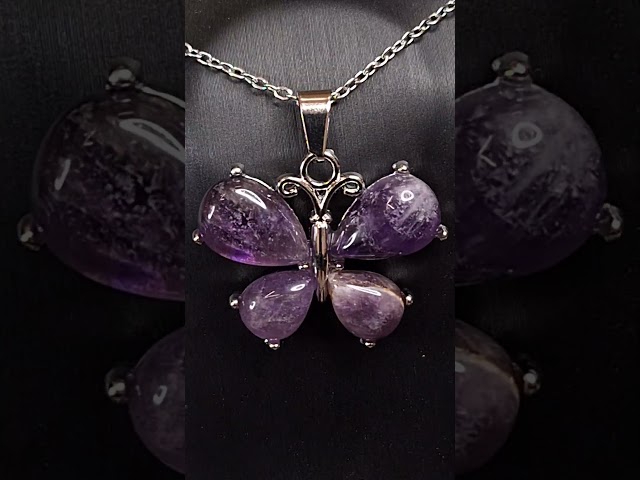 تعليقة اكسسوار الفراشة أربعة أحجار جمشت أماثيست طب...