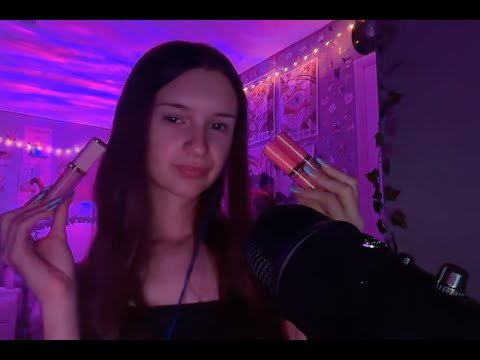 ASMR showing you my lip products (rambling, tapping, scratching)