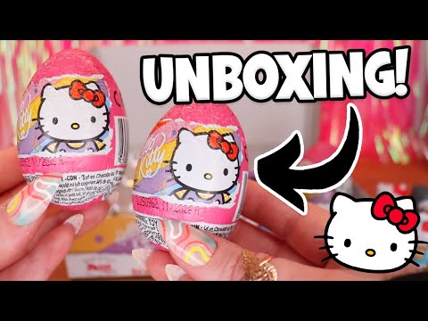 Unboxing HELLO KITTY Chocolate Surprise Eggs! 🎀 Mystery Toys Inside