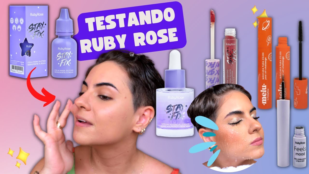 pele blindada com 15 reais TESTANDO RUBY ROSE STAY FIX | cola, sérum, melu, feels mood.