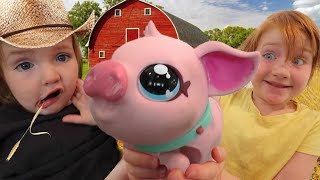 PET PiG inside our HOUSE 🐷  Adley &amp; Niko learn how to care for baby pigs! adopting a farm animal