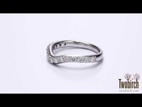 0.5 ct. Fifteen Stone Delicate Curved Wedding Ring - TwoBirch  TB-CR-0051-WG-H