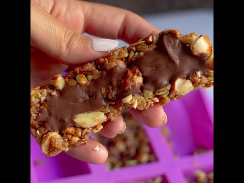 Easy Chocolate-Drizzled Nut Bars | Healthy Snack Recipe