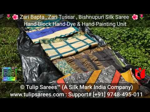 Tulip sarees party wear pure tussar silk saree hand blocked/...