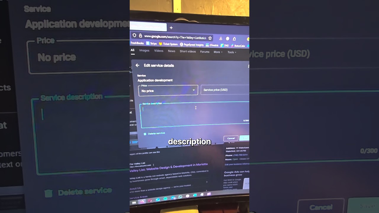 Google My Business - Service Information