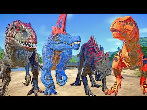 MAX LEVEL 40 Dinosaurs Fight Scorpius REX E750, I-REX, T-REX, Spinosaurus 🌍 JURASSIC WORLD EVOLUTION