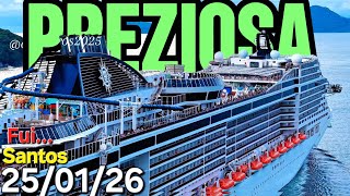 MSC PREZIOSA navio cruzeiro 25/01/26  Santos Argentina Uruguai ship @cruzeiros2025  #drone  saindo