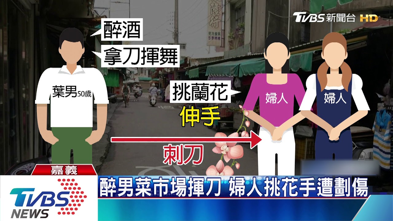 醉男菜市場揮刀 婦人挑花手遭劃傷