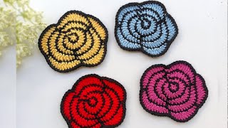 Crochet Patch Two-Color Rose
