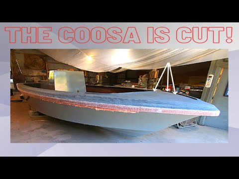 EP-9 WE ARE BUILDING A NEW BOAT! ALL THE COOSA BOARD IS CUT-NOW WE FIBERGLASS IT!