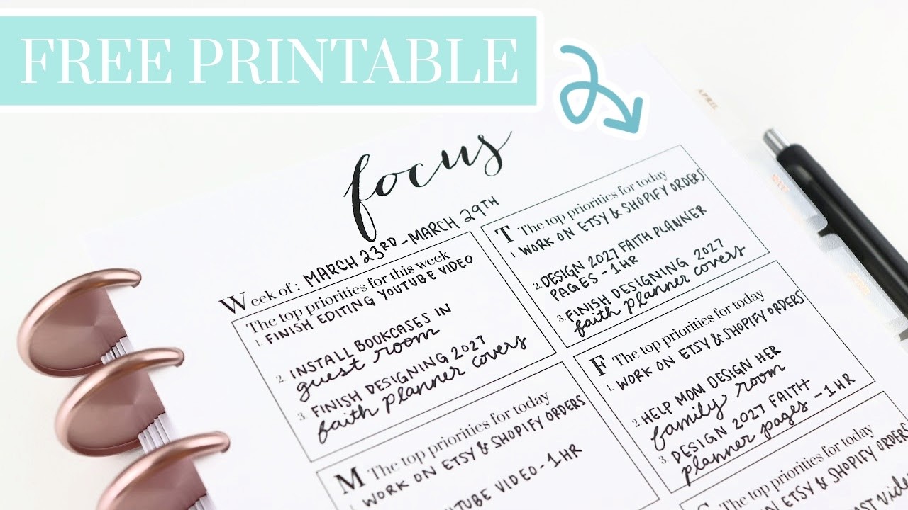 FREE PRINTABLE! | FOCUS PLANNER PRINTABLE | FUNCTIONAL PLANNING | HAPPY PLANNER