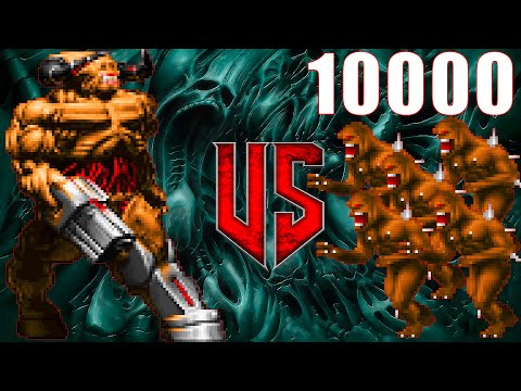 Cyberdemon vs 10000 imps - DOOM Monster Infighting - RETRO VIDEO GAME BATTLES