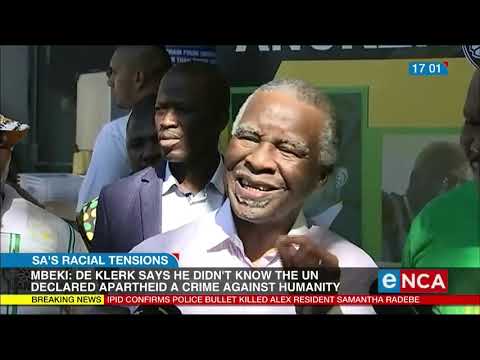 Mbeki spoke to De Klerk on apartheid utterances