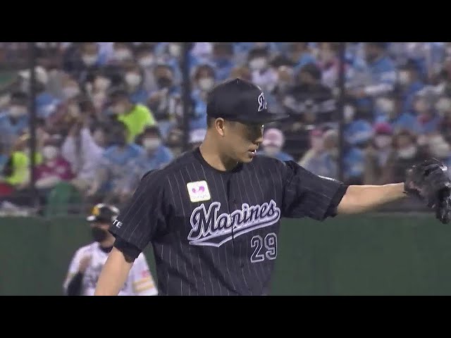 【8回裏】マリーンズ・西野勇士 緊迫した試合展開で2者連続三振を含む好リリーフ!! 2022年4月12日 福岡ソフトバンクホークス 対 千葉ロッテマリーンズ