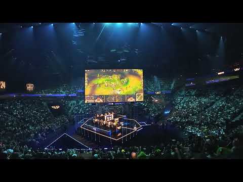 Atmosphere of team fight at bot lane of T1 vs GEN at Worlds 2024 Paris #djiosmoaction4