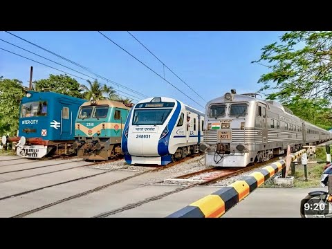 10 HIGH SPEED TRAINS CROSSING RAILROAD CROSSINGS | Level Crossing | Indian Railways Trains
