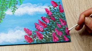 How to Draw Easy Spring Landscape Tutorial - Acrylic Painting