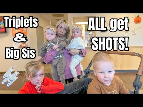 Taking the Triplets & Emrie to get shots without any help?!!.....YIKES!