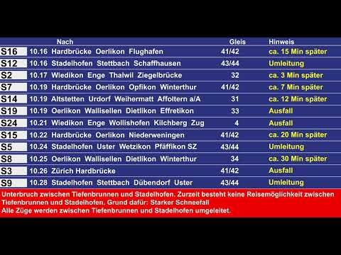 SBB Durchsage Unterbruch zwischen Tiefenbrunnen und Stadelhofen in Zürich HB (15.01.2021)