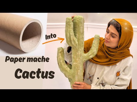 DIY a decorative cactus with recycled things and #papermache