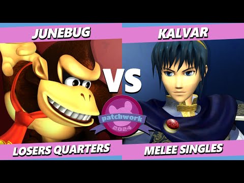 Patchwork 2024 TOP 8 - Junebug (Donkey Kong) Vs. Kalvar (Marth) Smash Melee - SSBM
