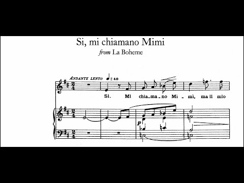 Karaoke. Si, mi chiamano Mimi - Puccini - La Boheme. Piano accompaniment, music sheets