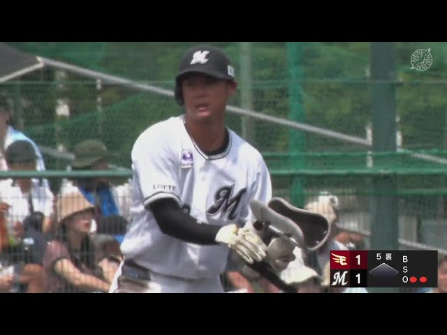 【ファーム】守備のミス取り返す一打!! マリーンズ・平沢大河が同点のタイムリー!! 2024年7月28日 千葉ロッテマリーンズ 対 東北楽天ゴールデンイーグルス