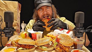 [ASMR] Eating the BIG KFC Burger Feast (Trilogy, Zinger & Fillet Burger) for SLEEP