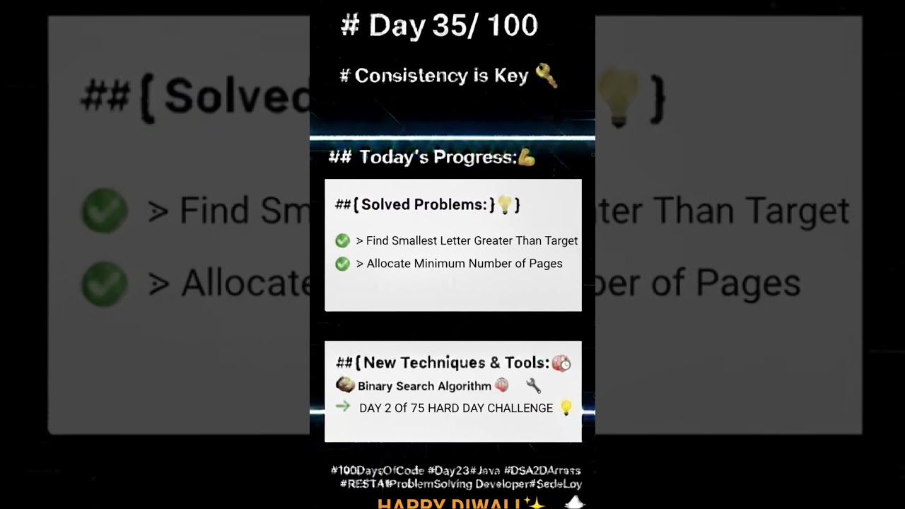 DAY 35/100 DAYS CODING CHALLENGE #100daysofcode #problemsolving #dsa #consistency #75hardchallenge