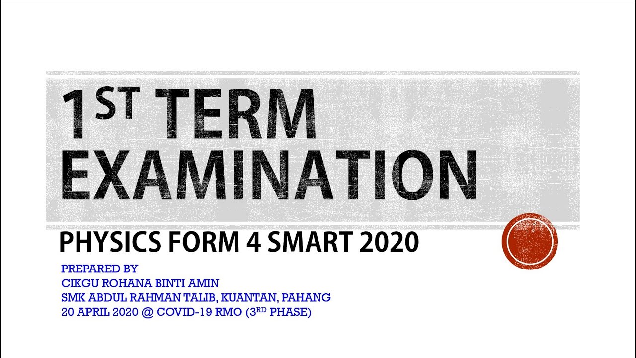 ANSWER OF TEST 1 - PHYSICS FORM 4 SMART 2020