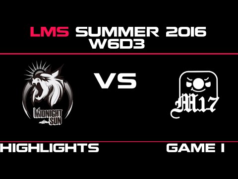 MSE vs M17 Game 1 Highlights LMS Summer 2016 W6D3 Mid Night Sun vs Machi Esports   M17 vs MSE    LMS