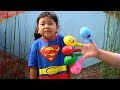 Keysha Play Filling Water In Balloons Daddy Finger Nursery Rhymes Learn Colors With Balloons