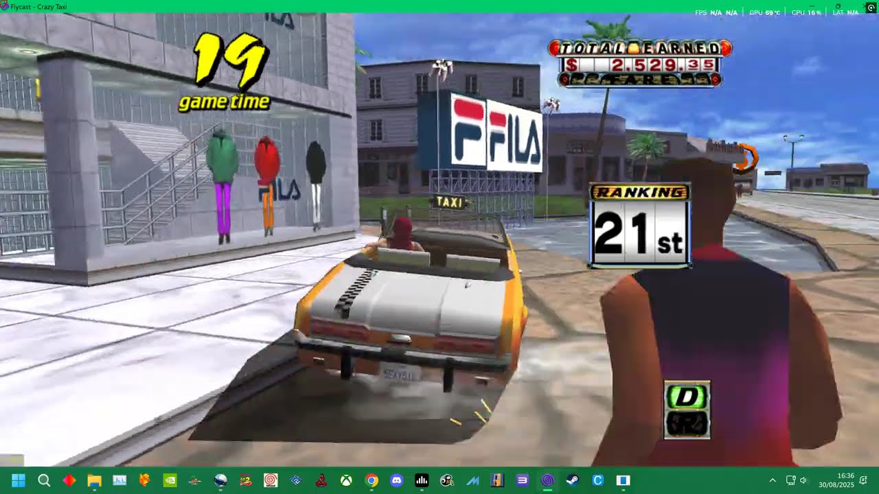 NAOMI 4k - CRAZY TAXI 1 - GENA 2 COURSES - FLYCAST 2025 UK ARCADES