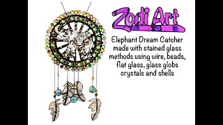 Elephant dream catcher made with stained glass methods.