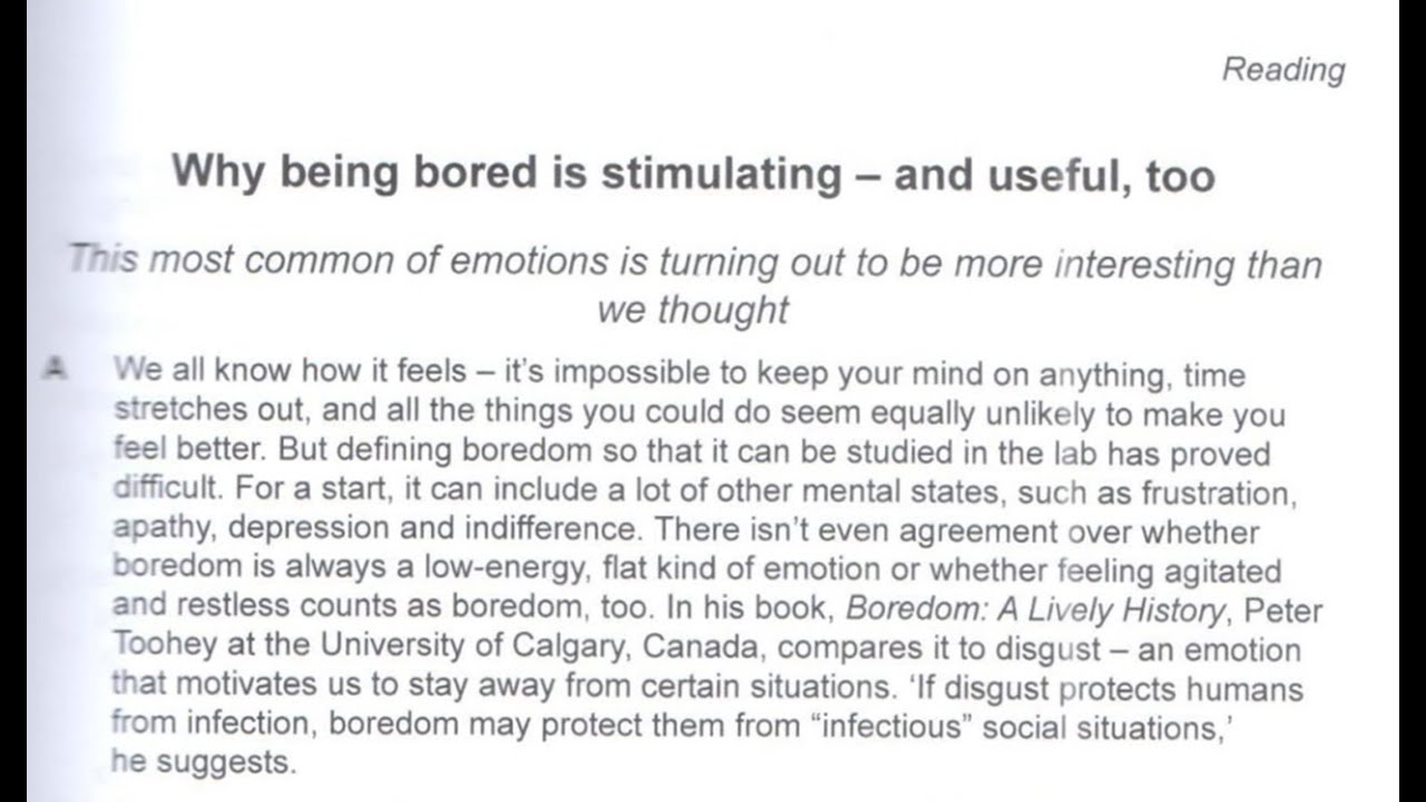 Why Being Bored is Stimulating - And Useful Too | IELTS 13 Reading Answers with Explanation