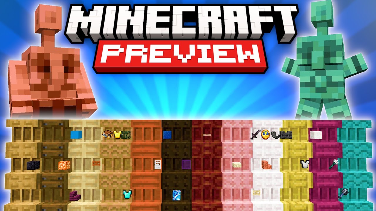 Minecraft Preview : Etagères ! Statues de Golem !