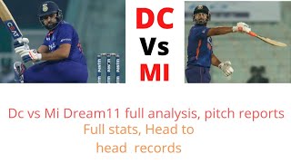 DC vs MI Dream11,Stats, pitch report, playing 11,Delhi vs mumbai dream11team, winning team, tata ipl