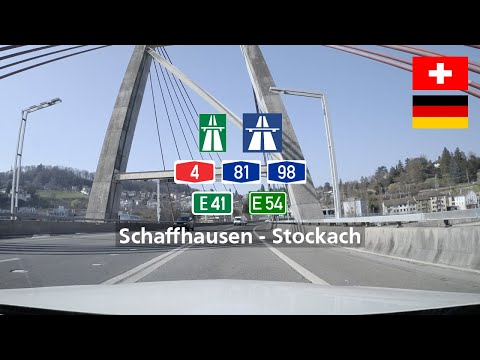 Driving in Switzerland and Germany: Autobahn A4 E41, A81 & A98 E54 from Schaffhausen to Stockach