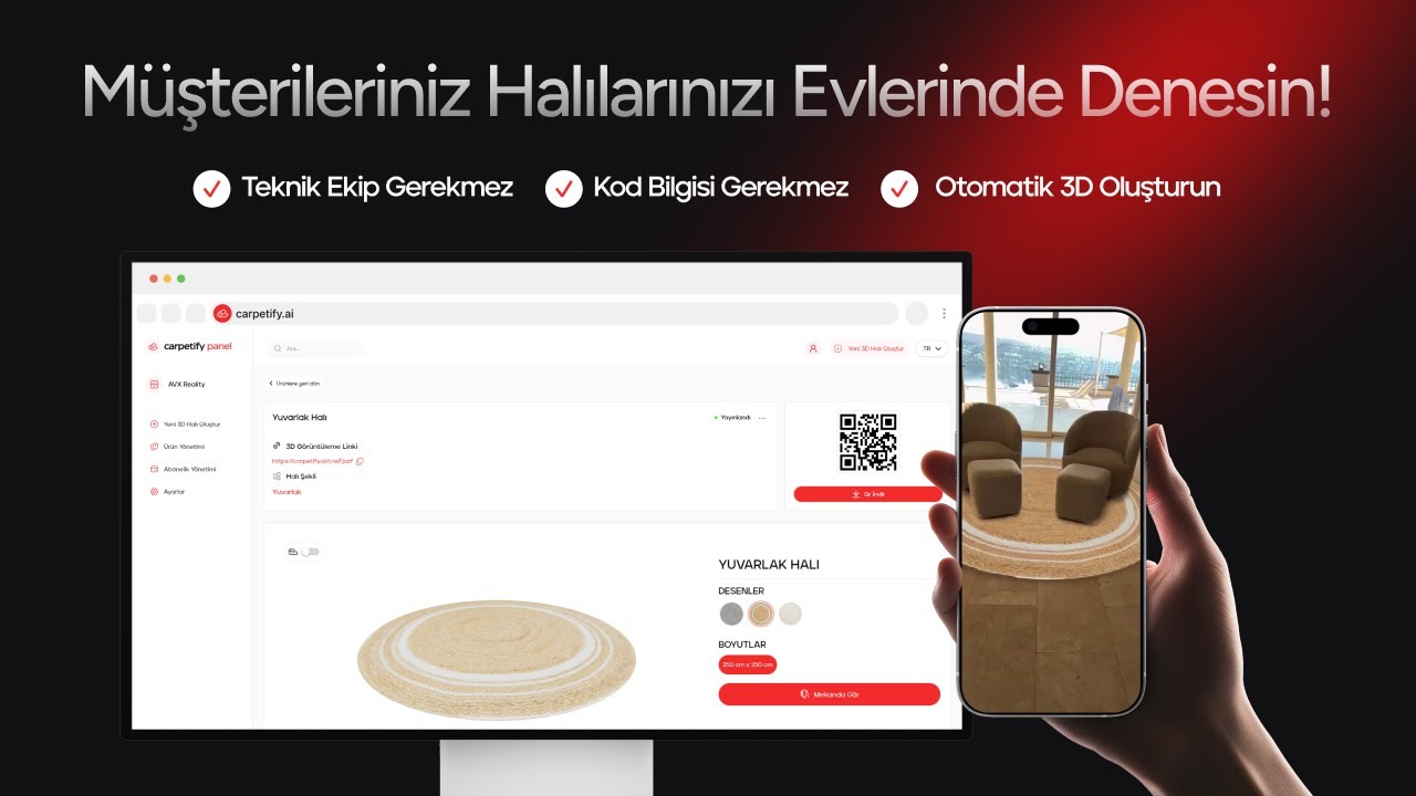 Carpetify ile Halılarınızı Dijitalleştirin! Müşterileriniz Halılarınızı Evlerinde Denesinler!