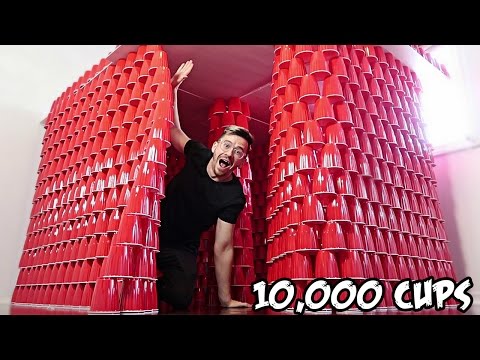 DIY GIANT CUP FORT!! (10,000 CUPS) Video