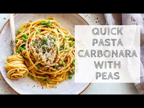 Quick Pasta alla Carbonara with Peas and Bacon